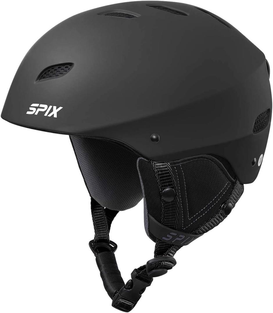 SPIX Ski Helmet Snowboard Helmet - ASTM Safety Standard Size Adjustable for Adults Youth Men and Women (L, Black)