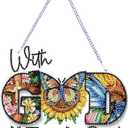 STGLCR DIY Butterfly Hanging Diamond Art Kit God, Acrylic Diamonds Painting Pendant Board Kit, 5D Gem Art Ornament Kit for Adults, Double Sided 7.8inch with God All Thing are Possible