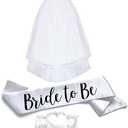 Bride to Be 3pc Sash Set - Sophisticated & Fun Party Favor for Bachelorette Party, Bridal Shower & Wedding Party (3pc Set, White & Black (Font #2))