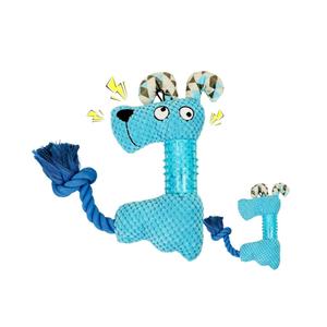 GLURUITE Dog Plush Toy Stuffed Animal Squeaky Chewing Toy Rope Interactive Toys Pet Supplies for Small Medium Dogs