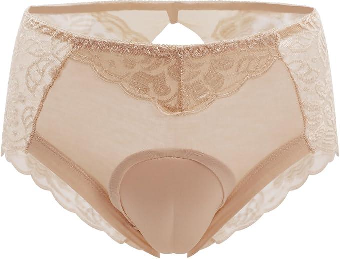 FEOYA Gaff Panties for Men Sissy Lace Hiding Briefs Tucking Transgender Underwear MTF Crossdressing Apparel Male to Female Medium