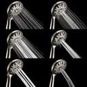 Handheld Shower Head, 6 Spray Setting High Pressure Shower Head with Brass Swivel Ball Bracket and Extra Long Stainless Steel Hose, Brushed Nickel, 5", 1.8 GPM for California