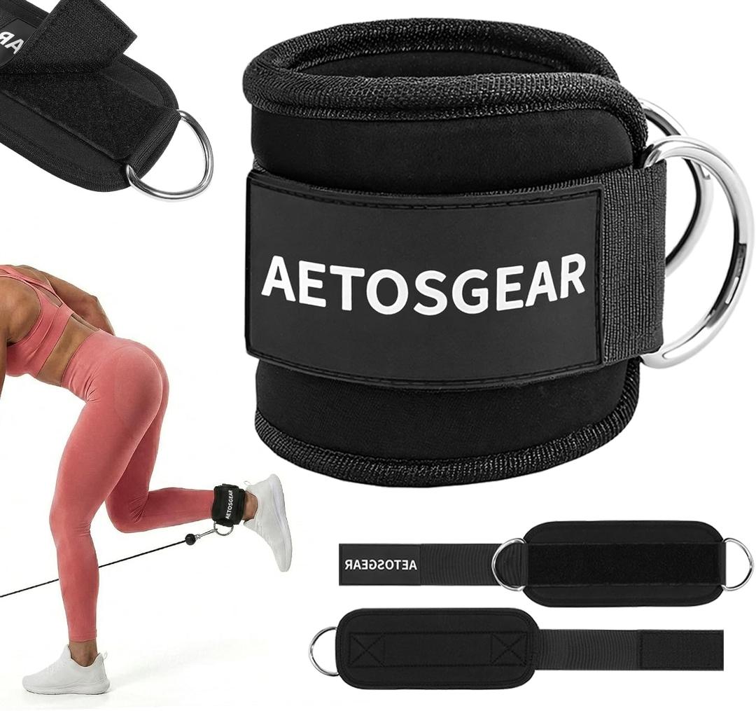 Ankle Straps For Cable Machines Women,Kickback Ankle Strap,Ankle Cuff Cable Attachment,Gym Glutes Workout Strap,Leg Extension Straps,One Size Fit All Premium Padded Cuffs Super Comfort Fitness, Black