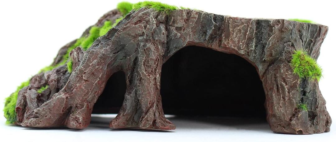 Penn-Plax Aqua-Flora Aquarium Living Resin Decoration with Embedded Glosso Plant Seeds  Tree Stump  Safe and Healthy for Freshwater Fish