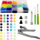 150 Sets 12mm T5 Snap Fasteners, 15 Assorted Color No Sew Plastic Buttons, Resin Snaps Fasteners Buttons Kit with Press on Snap Tool Pliers for Jackets, Jeans, Belts, Hats, Clothing, Bags & DIY Crafts