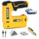 YEAHOME Electric Staple Gun, 2 in 1 Light Duty Cordless Staple Gun for Upholstery with 2000 Staples & Nails, 3.7V Brad Nailer Kit with USB Charger & Staple Remover for Wood, Carpentry, Crafts, DIY