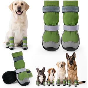 Winter Dog Snow Boots with Fleece Lining, Waterproof Dog Booties and Paw Protectors, Anti-Slip & Reflective Dog Boots for Snow Outdoor, Hiking (Green-Size 8) (Size 8 (For Width 2.8"-3.0"))
