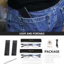 2 Pack Ultra thin Lightweight Folding Reading Glasses Women Men TR90 Blue Light Blocking Anti UV/Eyestrain Foldable Compact Computer Readers Portable Unique Stretchable Slim Flat case Gunmetal +2.5