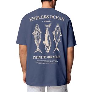 Men's Vintage Letter Graphic Tees Short Sleeve Crew Neck Casual Summer T Shirts (Medium, Blue)