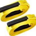 Pindex 2 Pack 2" x 20' Web Lifting Sling 11000 Lbs Breaking Force 3500 Lbs Pulling Forces Lift Sling Straps for Rocks Trees Mowers Tool Boxes in Trailers Tractors Trucks, Yellow