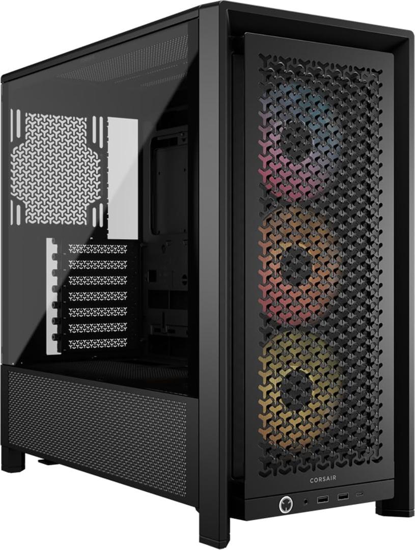 CORSAIR 4000D RS ARGB Frame Modular Mid-Tower ATX PC Case, High Airflow, 3X Pre-Installed RS Fans, InfiniRail Mounting System, ASUS BTF, MSI Zero, Gigabyte Stealth, Black
