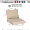 Sunbrella Outdoor Patio Chair Cushions Set, 23.5"x27" Outdoor Deep Seat Patio Cushions Set of 2,Water-Resistant Weather Resistant with YKK Zippers,Sunbrella Canvas Antique Beige