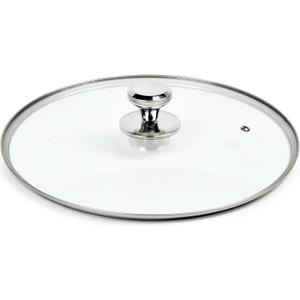 12" Glass Lid for Frying Pan, Tempered Replacement Cover Compatible with All 12 inches Cookware for Skillets, Round Cast Iron, Cast Aluminium, Stainless Steel Pans &Pots (Silvery)