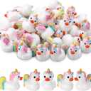 50 Pcs Unicorn Ducks Toy Figures, Mini Unicorn Resin Ducks Bulk, Tiny Unicorns Figurine Dress up Duck Toy for Party Favors (Unicorns)