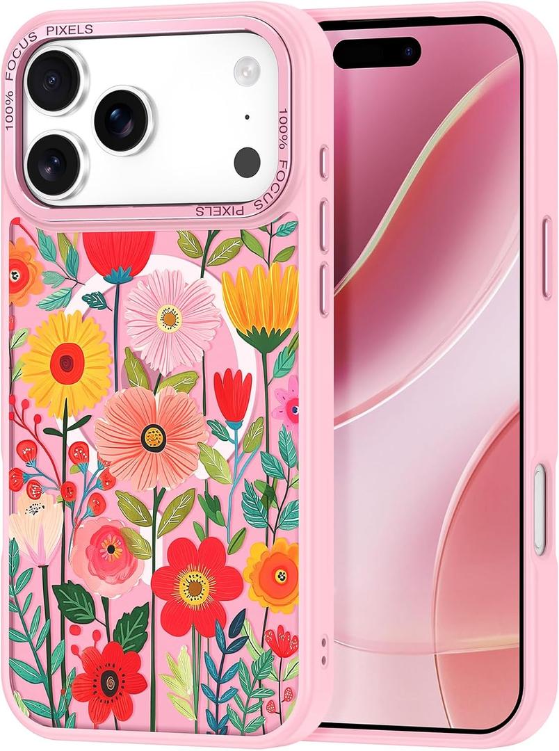 Magnetic for iPhone 17 Pro Case (2025), [Military Grade Drop Protection] [Compatible with MagSafe] Shockproof Slim Translucent Matte Anti-Slip Women Girls Men Phone Cover, Tender Pink