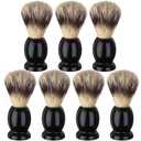 7Pcs Men Shaving Brushes Wood Handle, Professional Salon Tools Hand Crafted Shaving Brush Wood Handle Shave Brushes Handmade Pure Badger Hair Brush for Men Beard (Black)