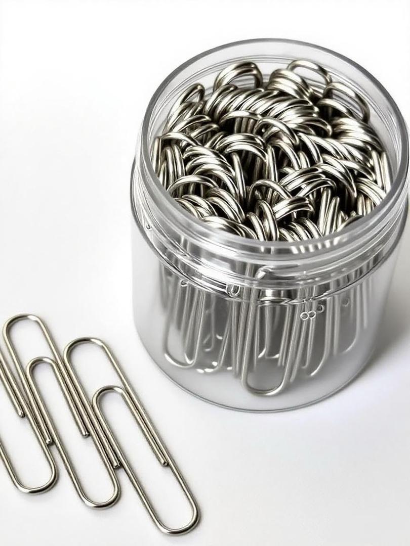 Premium Metal Paper Clips Set, Multi-Size Silver Office Supplies, 300 Count with Storage Container -Large, Medium and Small (300, Large)