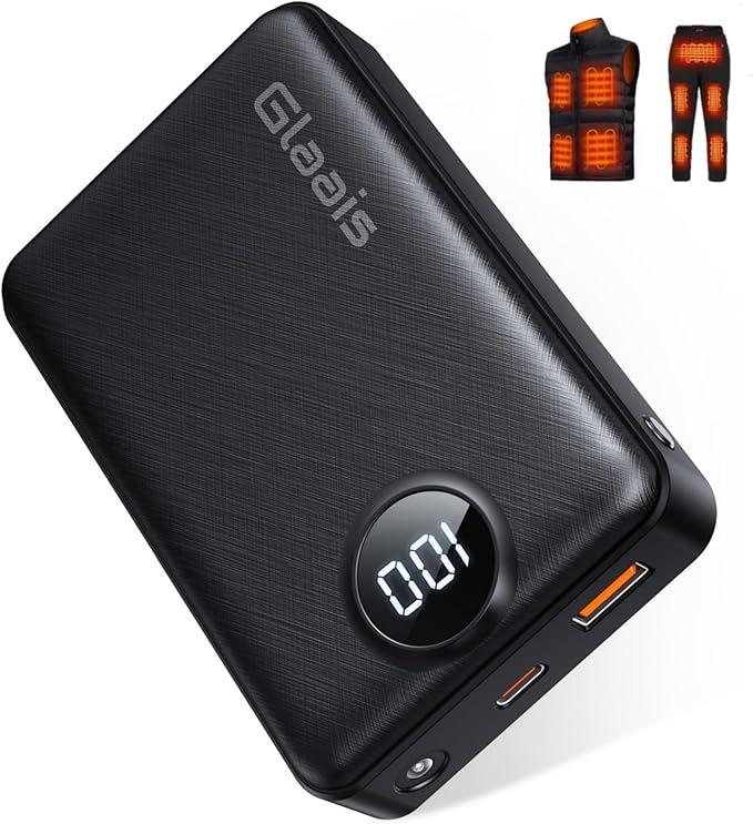 Glaais 20000mAh 7.4V 5V Heated Vest Battery Pack, Rechargeable Battery Pack for Heated Vest Compatible with ORORO, Power Bank for Heated Vest for TODWARM, for XINSONYUELL, for Weamest