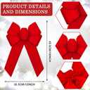 Geosar 4 Pcs Christmas Bows 12 x 18 Large Christmas Tree Topper Bow Satin Wreath Bows for Xmas Tree Crafts Front Door Fireplace Stairs Railing Home Indoor Outdoor Decoration(Red)