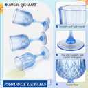 Vesici 24 Pcs Plastic Vintage Wine Glasses 7oz Reusable Colored Goblets Unbreakable Patterned Stemmed Drinking Glasses Drinkware Cup for Wedding Reception Party Supplies (Blue)