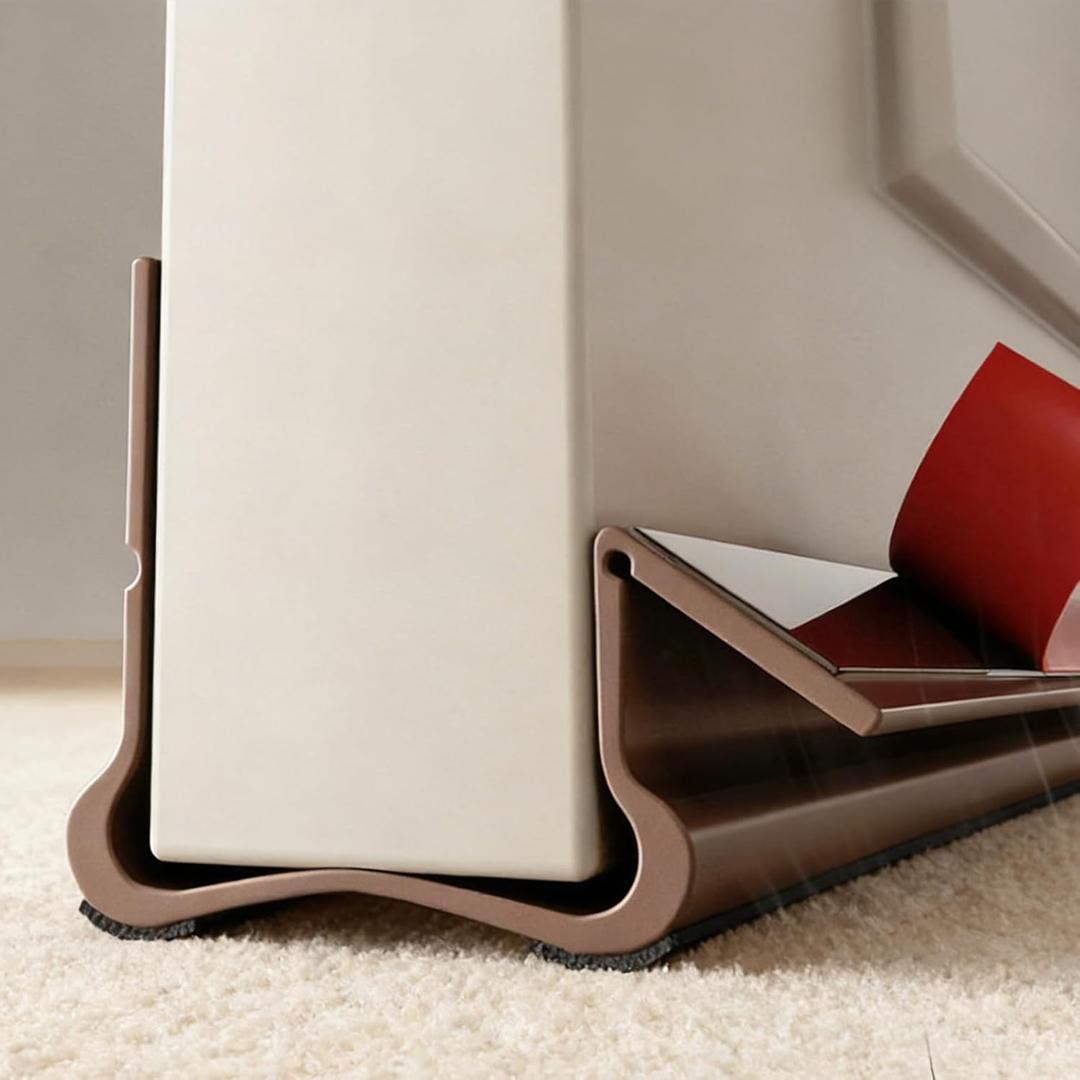 36" Under Door Draft Stopper, Draft Stopper for Bottom of Door, Weather Stripping for Doors, Self-Adhesive Door Seal for Sound, Cold, Moisture (Brown)