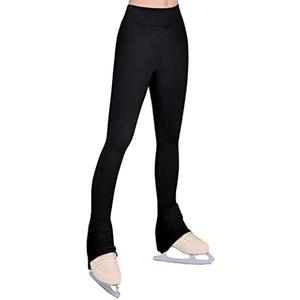 Girls Ice Skating Pants Black High Waist Leggings Soft Seamless Warm Bell Bottoms for Kids Teens Competition, Size: 14-16 Years
