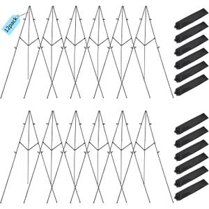 12 Pack Black Easel Stand for Sign - 66 Inch Folding Easels for Display Lightweight Adjustable Tripod Art Easel Stand - for Painting, Floor Wedding Welcome Sign Stand, Metal Easel with Portable Bags