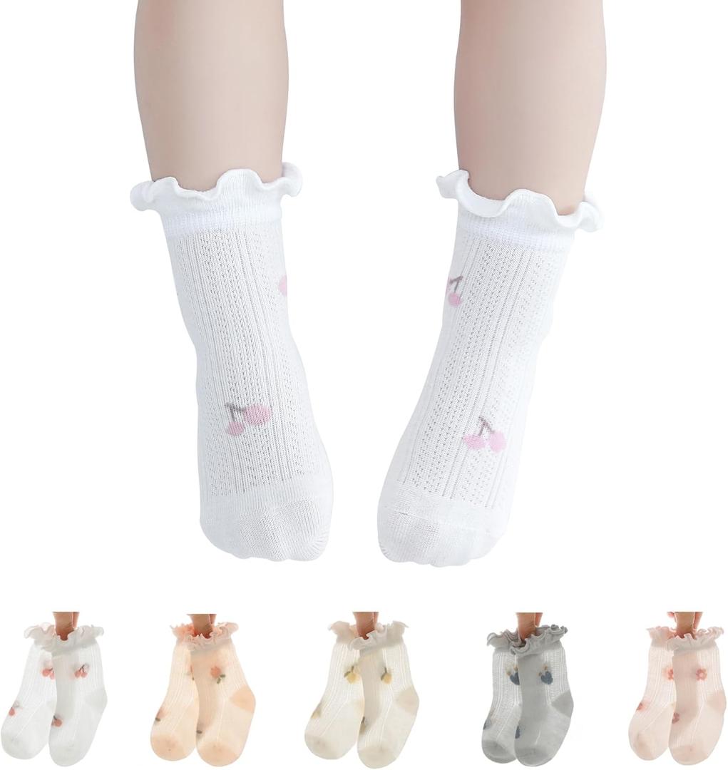 Toddler Ruffle Baby Girls Socks Cute Princess Knit Cotton Lace Top Frilly Infant White Dress Socks