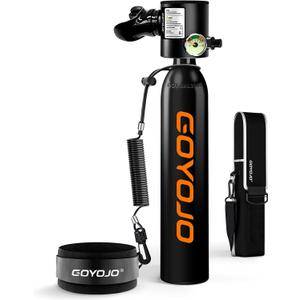 GOYOJO Mini Scuba Tank, Portable Diving Lung Air Tank with DOT Certified, Refillable Emergency Backup Pony Bottle for Snorkeling, Underwater Breathing, Training (Obsidian Orange)