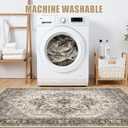 Area Rug for Living Room - 8x10 Soft Machine Washable Oriental Vintage Floral Distressed Large Indoor Floor Carpet for Bedroom Under Dining Table Home Office Decor - Grey Brown