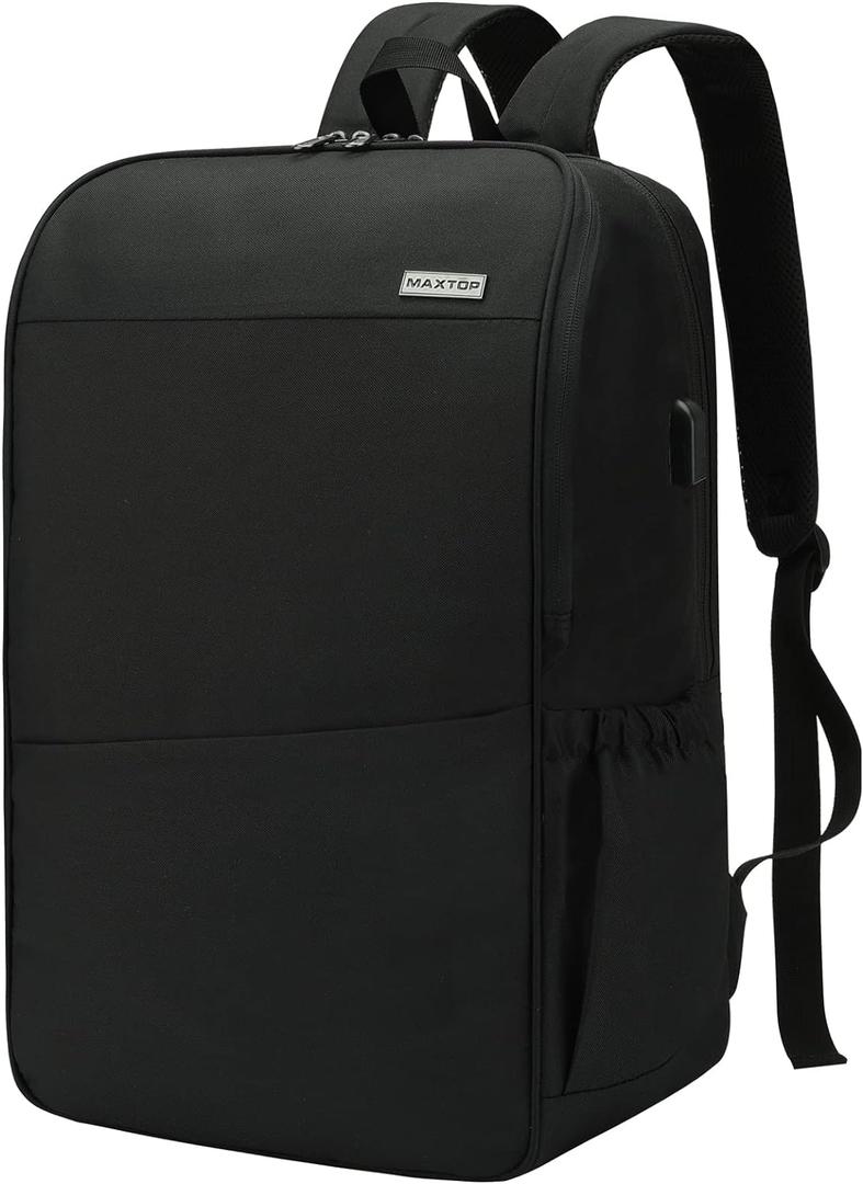 MAXTOP Travel Laptop Backpack with USB Charging Port Anti-Theft[Water Resistant] College Bookbag Fits 18.4 Inch Laptop (Iron Black)