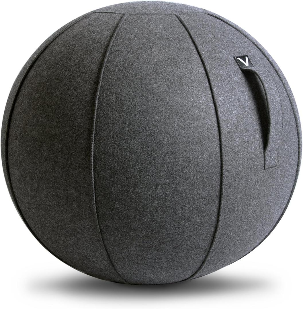 Vivora Luno Premium Ergonomic Sitting Ball Chair, Felt, Max Size (25 to 26 inches), for Home Offices, Balance Training, Yoga Ball, Posture Improvement (Anthracite)