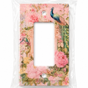 Outlet Covers Vintage Blue Boho Medal 1 Gang Wall Plate Single Rocker Light Switch Cover Bohemian Decorative GFCI Receptacle Cover Electrical Switchplate for Bathroom Home Decor
