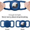 AirTag Dog Collar for Small Medium Large Dogs, Animire Soft Neoprene Padded Pet Cat Collar, Polyester Puppy Collar with Silicone Air Tag Case Holder Accessories, 10''-16'' Neck (Bohemia Navy)