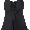 Hanna Nikole Plus Size Tankini Swimsuits for Women Two Piece Swim Top Shorts Tummy Control Bathing Suits Black 22 W