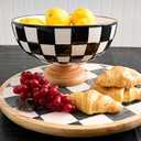 Mud Pie Checkered Pedestal Bowl; 7 1/4" x 11" dia