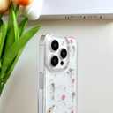 LSEEKA for iPhone 14 Pro Max Clear Case with Pressed Real Flowers Design,Glitter Cute Pink Floral Pattern Slim Soft TPU Protective Women Girl's Phone Cover for iPhone 14 Pro Max