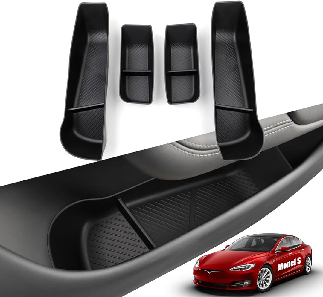 Jaronx Compatible with 2021-2026 Tesla Model S Door Side Organizer, 4PCS Front Rear Doors Pockets Inserts Storage Tray for Tesla Model S Accessories 2021 2022 2023 2024 2025 2026