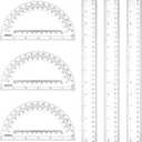 Zonon 6 Packs 12 Inch Plastic Ruler and 6 Inch Plastic Protractor Set Clear Math Geometry Protractors Set Transparent Supplies Rulers for Home Office Drawing