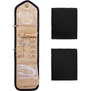 emissary Small Jewelry Travel Case Organizer for Necklace, Earrings, Rings, Bracelet, Jewelry Storage, Earring Storage, Necklace Storage, Valentines Day Gifts Pouch Bag Accessories for Travel(Black)