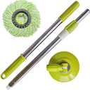 Spin Mop Replacement Handle, 47.6-inch 360 Degrees Rotating Telescopic Replacement Mop Stick with Robust Reinforced Plastic Disc for Spin Mop Bucket Cleaning System (Plastic Disc,Green)