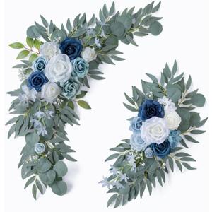 ponatia Wedding Arch Flowers (Pack of 2), Artificial Dusty Blue Flowers & Welcome Signs Decorations for Wedding Ceremony Reception