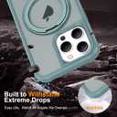 for iPhone 15 Pro Max Case 6.7 Inches 360Rotatable Magnetic Ring Invisible Stand,[Compatible with Mag-Safe] Military Shockproof Frosted Translucent Case,Cyan