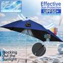 Beach Chair Umbrella with Adjustable Clamp & Solar Fan, UPF 50+, 39 x 38 inches