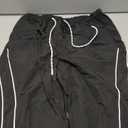 Womens Wide Leg Track Pants Drawstring High Rise Striped Elastic Waist Baggy Pants, Medium