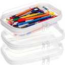 3PCS Clear Hard Plastic Zipper Case, Double Zippers Hard Pouch, Portable Travel Organizer Bin Clear Makeup Bag for Toy Storage, Snack Bag, Cosmetics, Pencil Case, Diaper Bag, Toiletry Bag (3PCS-S)