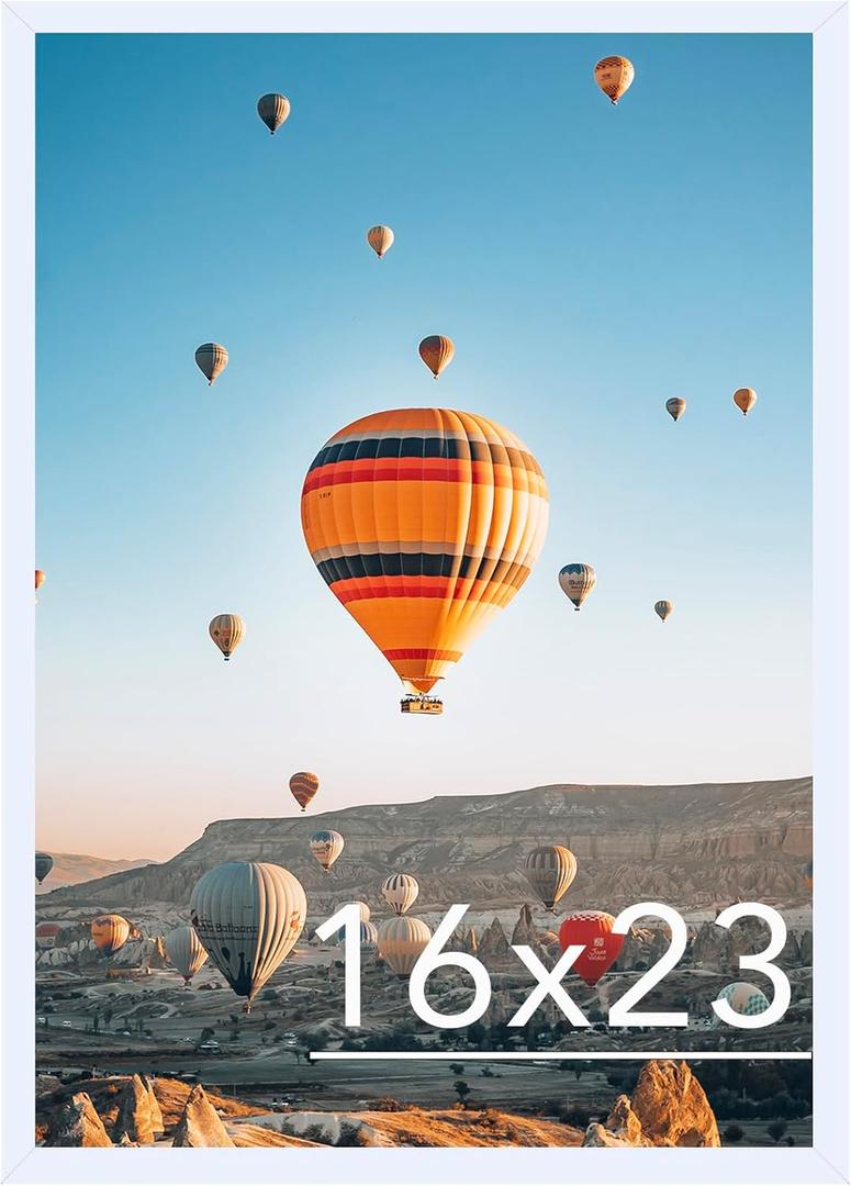 16x23 Picture Frame White for Poster Photo Picture, Horizontal and Vertical Formats for Wall Hanging, 16 x 23 Wall Gallery Poster Photo Frame for 16 by 23 Photos Posters, White