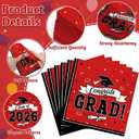 50 Pack Graduation Napkins Class of 2026 Decorations, 6.5 X 6.5 Inches Red Grad Napkins, Classic Cap Ribbon Themed Paper Tissues, Perfect for Graduation Decorations 2026 Celebration Party Supplies