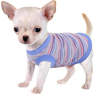 Elevate Your Pet's Comfort and Fashion: Premium 100% Cotton Rib Dog Shirt Vest for Small Breeds Like Chihuahuas, Yorkies, and Puppies .Year-Round Style with Tank-Style Puppy Attire Blue, X-Small