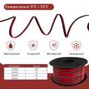 12AWG 2-Conductor Red Black Cable 100FT Electrical Wire Cable LED Strips Extension Wire 12V/24V DC Cable Flexible Wire Extension Cord Copper Clad Aluminum Copper Wire